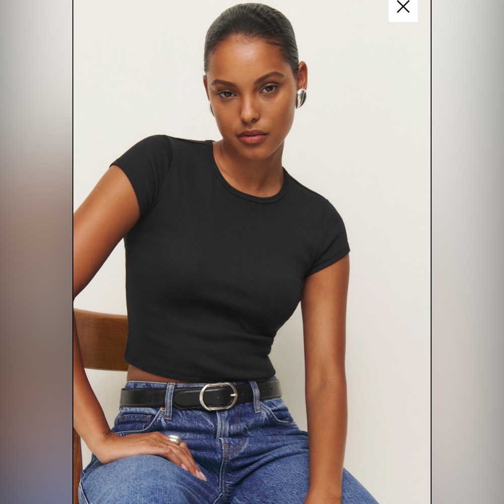 Reformation Black Short Sleeve Tee